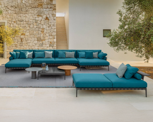08 Talenti main slider mobile Salinas modular sofa w Bench with Armrests