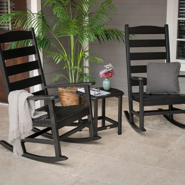polywood porch rockers 23 shaker 3 piece porch rocking chair set pws474 1